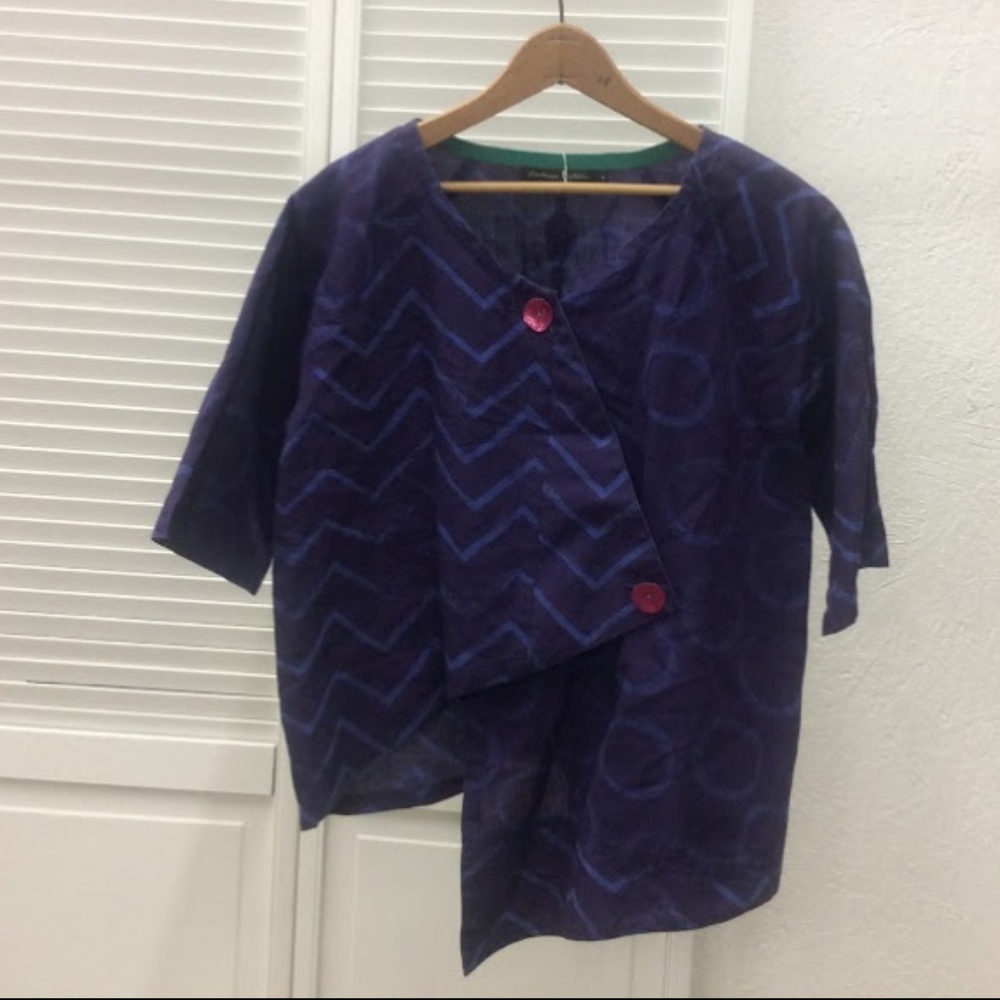 Gudrun Sjoden ¾ Sleeve Asymmetrical Top- Size S